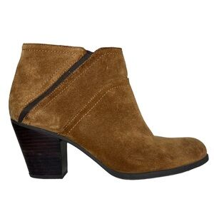 FRANCO SARTO Domino Suede Ankle Boots Booties Brown Cognac Size 8.5